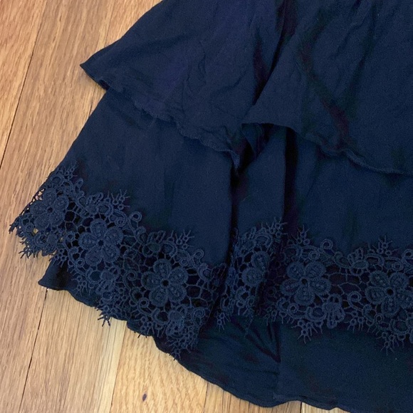 Katie J NYC Black Lace Trimmed Ruffled Skirt Size Small - Picture 2 of 7